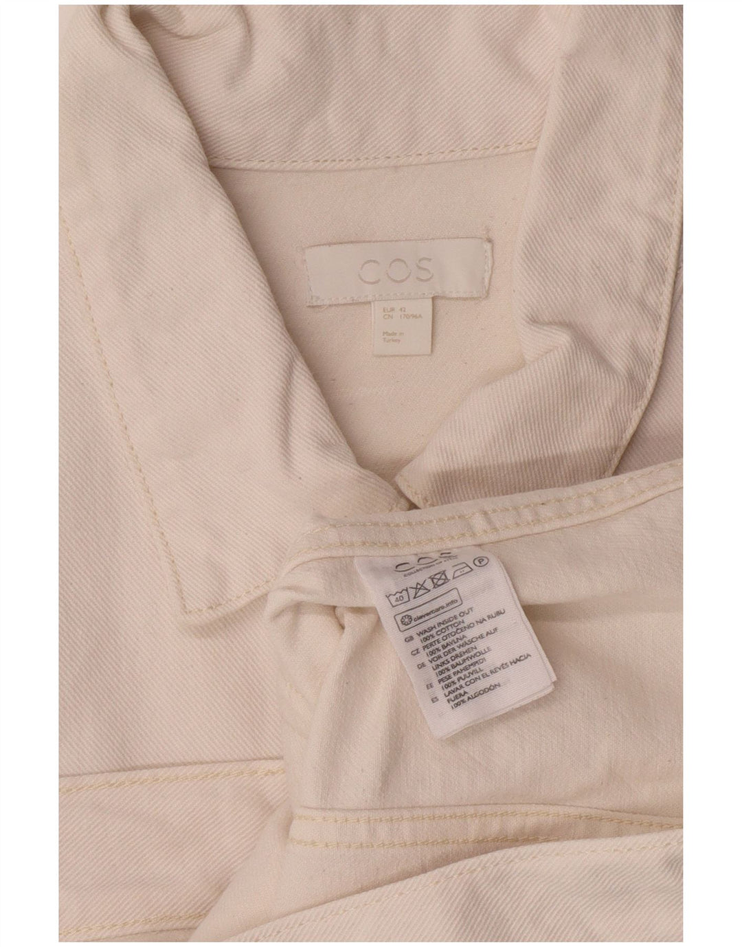 Cos Womens Denim Jacket EU 42 Large White Cotton