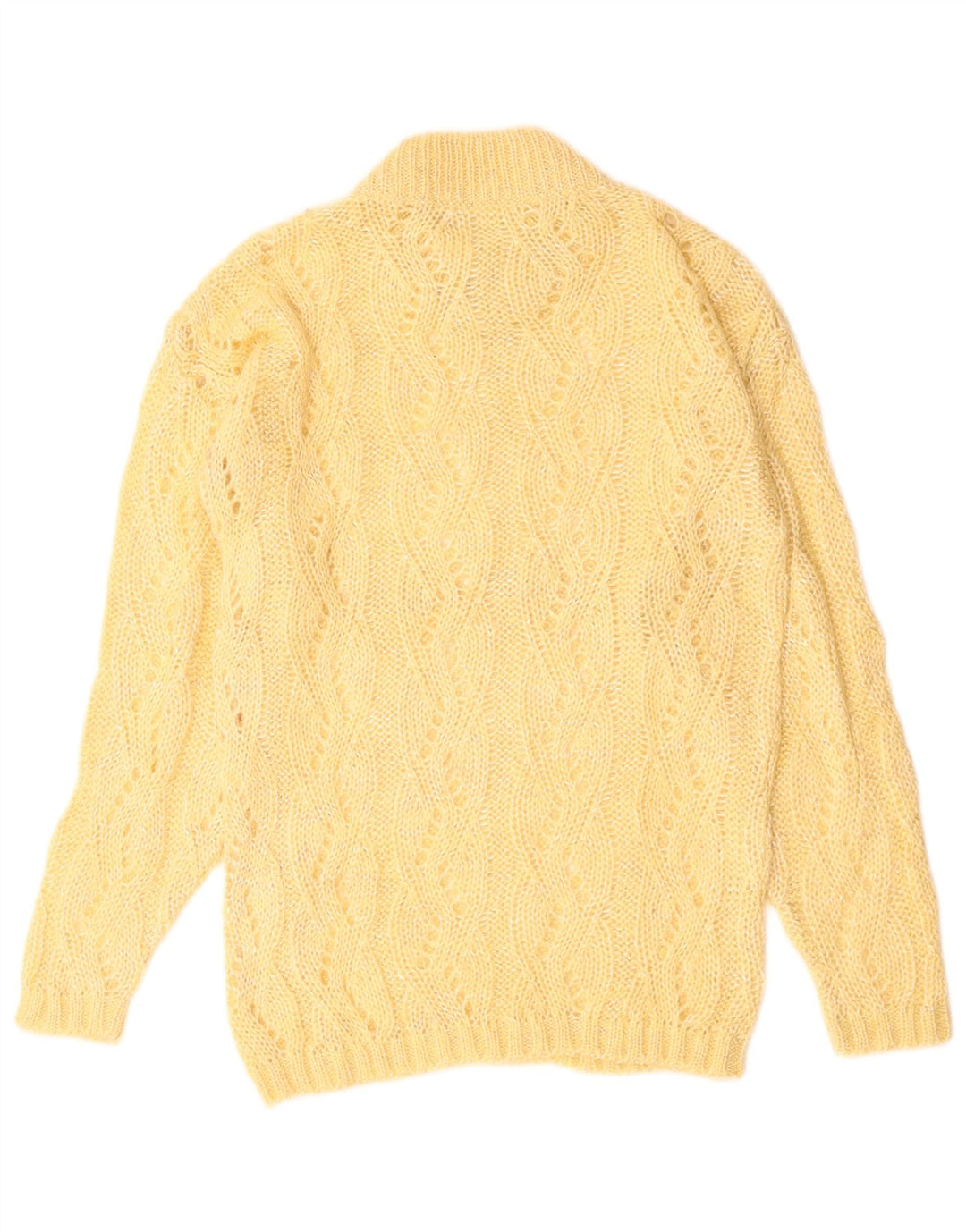 VINTAGE Pull col roulé femme UK 10 Petit Beige