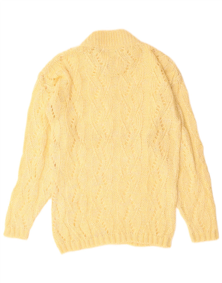 VINTAGE Pull col roulé femme UK 10 Petit Beige