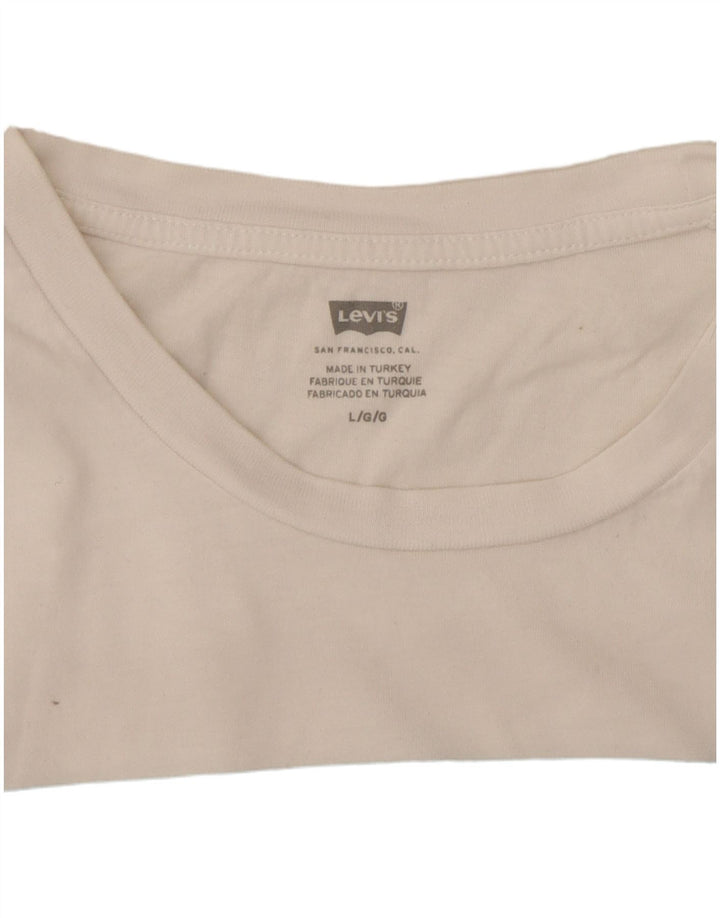 LEVI'S T-shirt graphique pour femme UK 16 Large Blanc