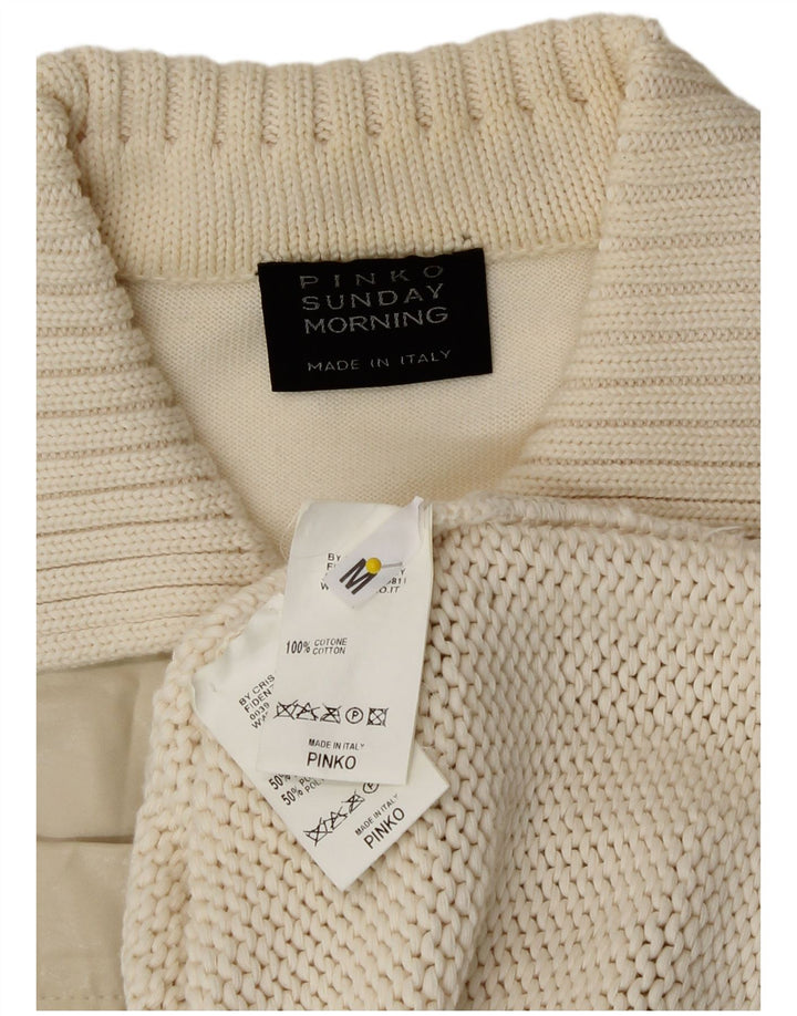 Pinko Cardigan pour femme UK 14 en coton blanc cassé moyen