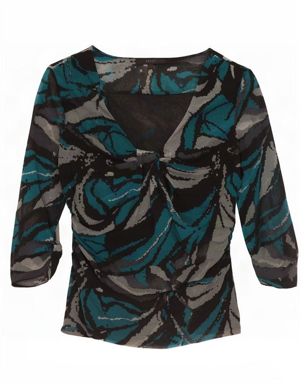 Coast Chemisier à manches 3/4 pour femme Motif abstrait UK 16 Large Noir Nylon