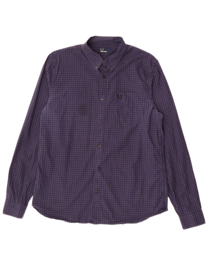FRED PERRY Chemise Homme Large Bleu Marine Vichy Coton