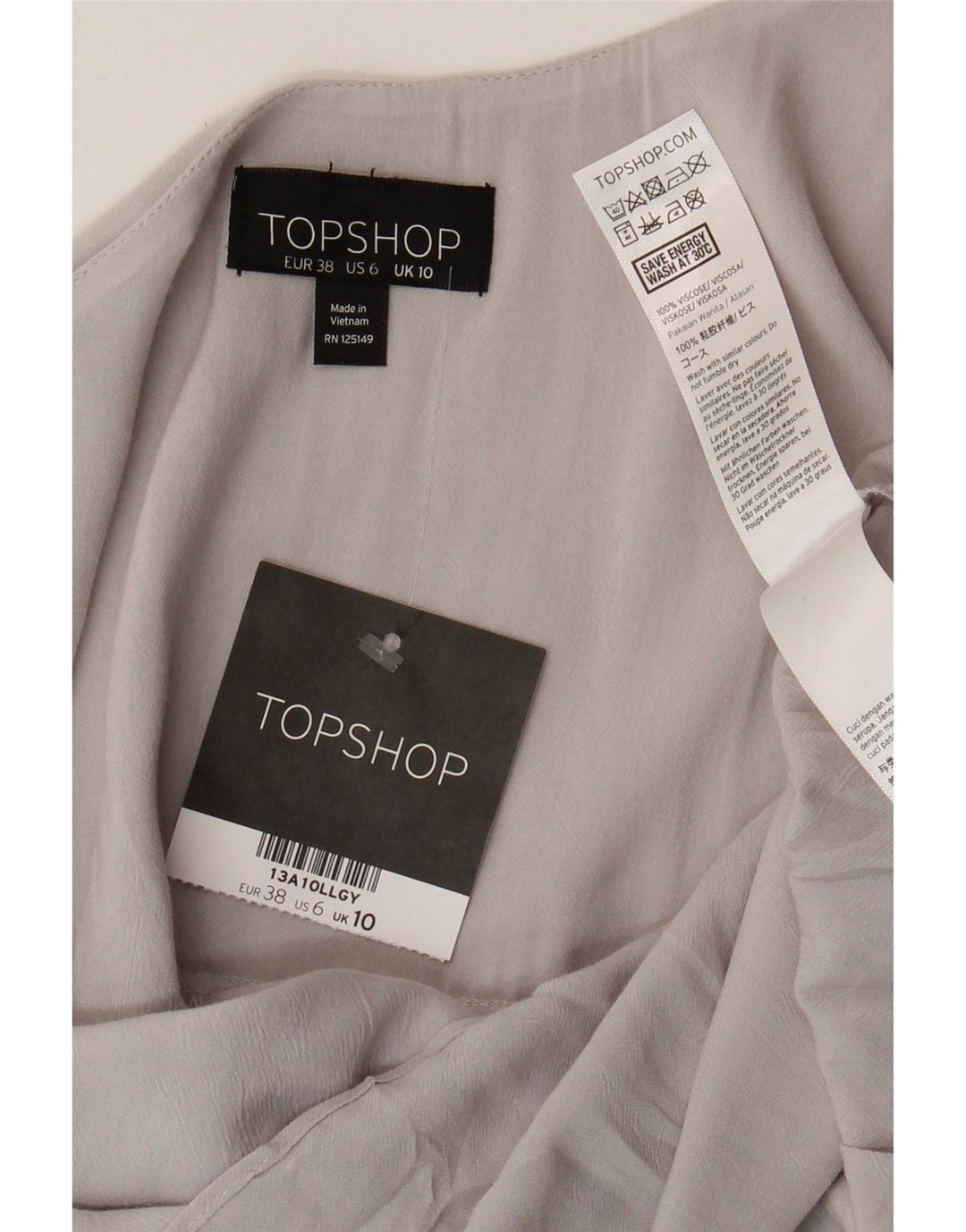 Topshop Femme Cami Top UK 10 Small Gris Viscose