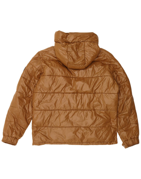 Michael Kors Veste matelassée à capuche pour homme UK 40 Large Marron Polyester
