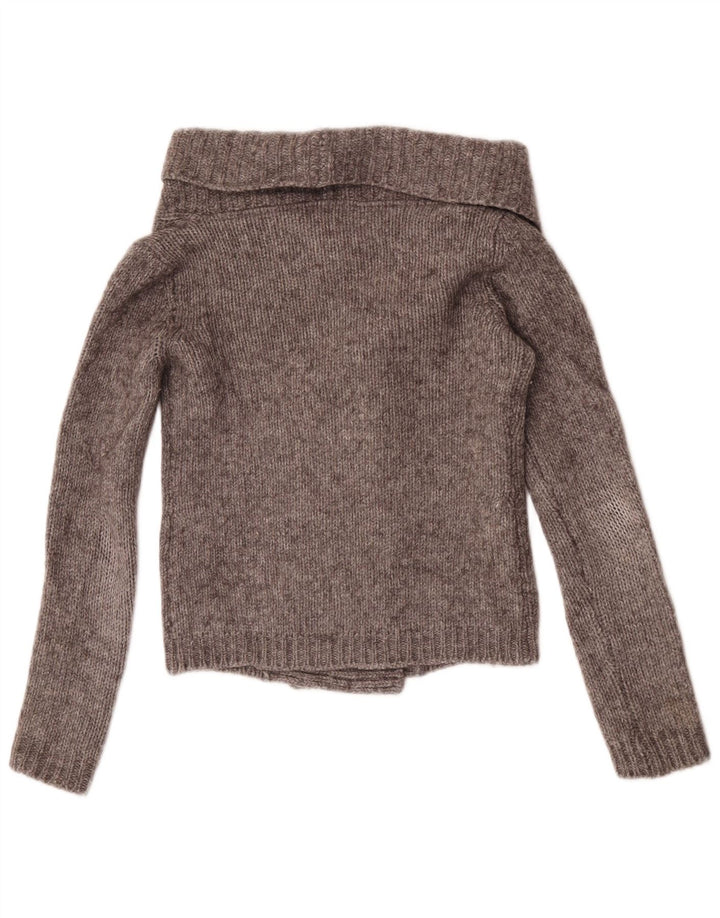 Massimo Dutti Cardigan court pour femme UK 12 laine gris moyen
