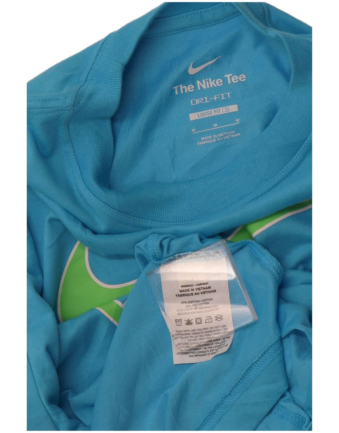 NIKE T-shirt graphique coupe ample pour femme UK 14 Bleu moyen Coton