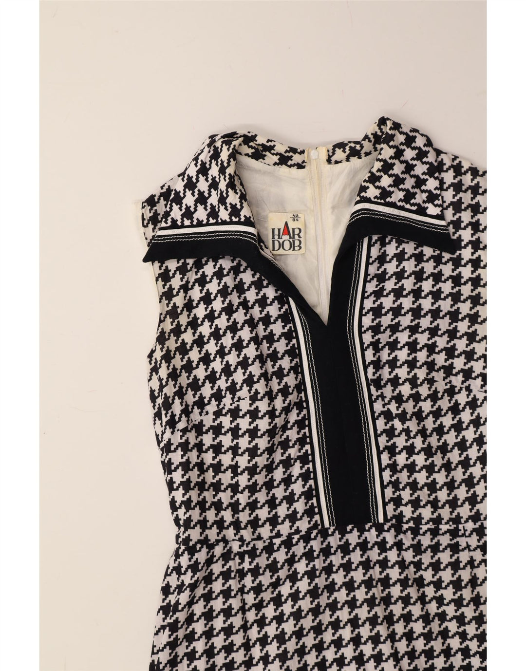 HARDOB Womens Sleeveless A-Line Dress IT 42 Medium Beige Houndstooth Vintage Hardob and Second-Hand Hardob from Messina Hembry 