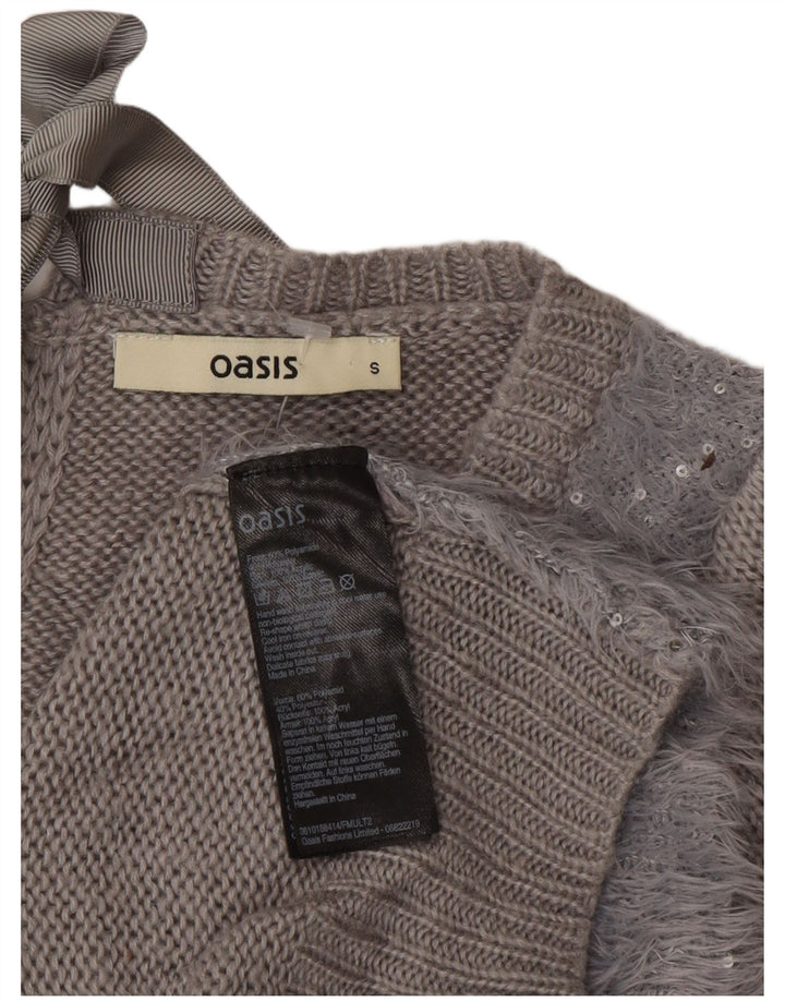 Oasis Pull col bateau pour femme UK 10 Small Gris Polyamide