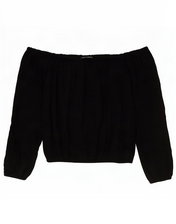 Brandy Melville Haut court à épaules dénudées pour femme UK 14 Coton noir moyen