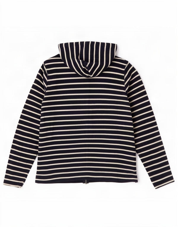 L.L.Bean Pull à capuche zippé pour femme UK 14 Coton rayé bleu marine moyen