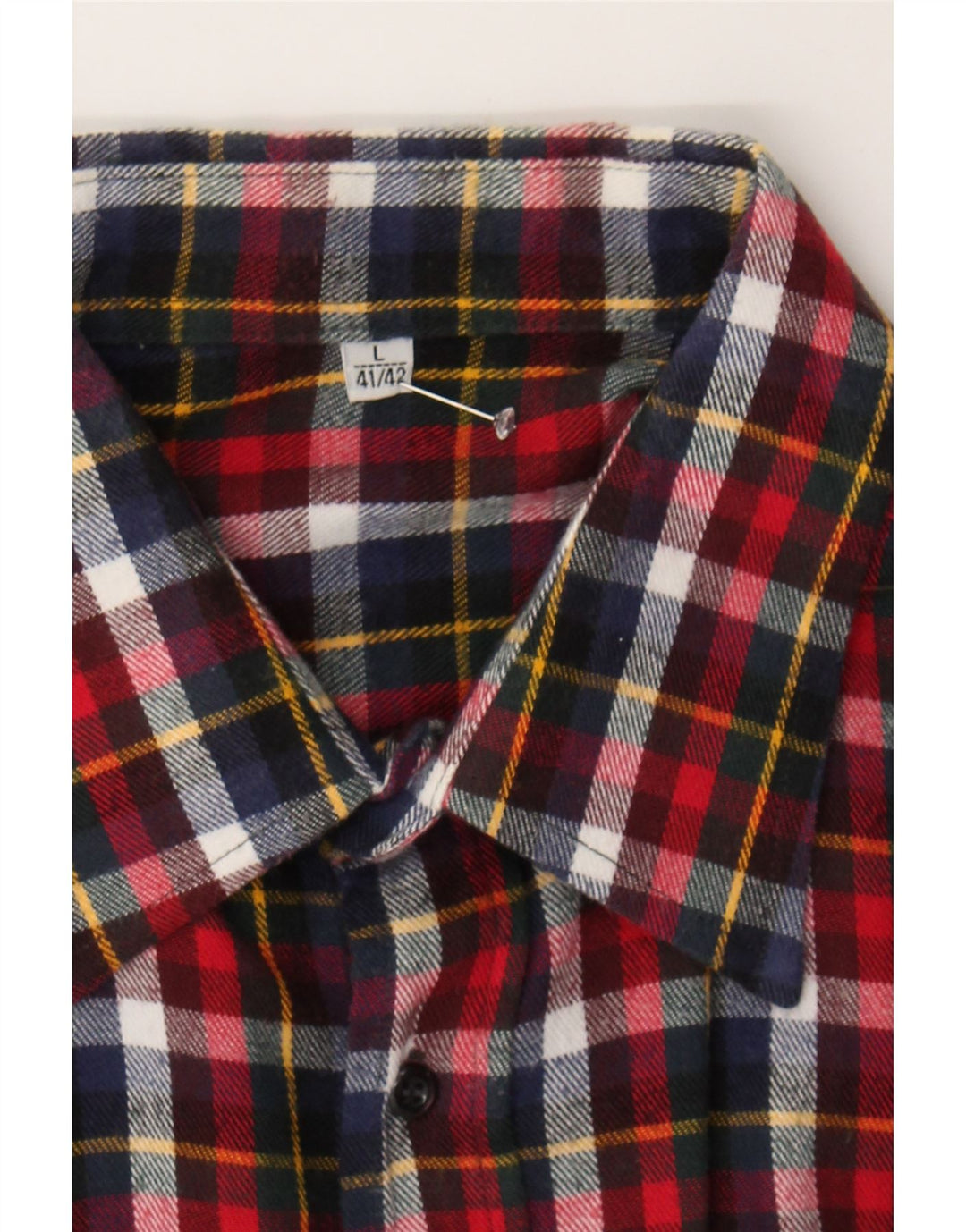 VINTAGE Mens Flannel Shirt Size 41/42 Large Red Check Cotton Vintage Vintage and Second-Hand Vintage from Messina Hembry 