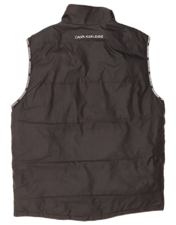 Calvin Klein Jeans Mens Graphic Padded Gilet UK 40 Large Black Polyester