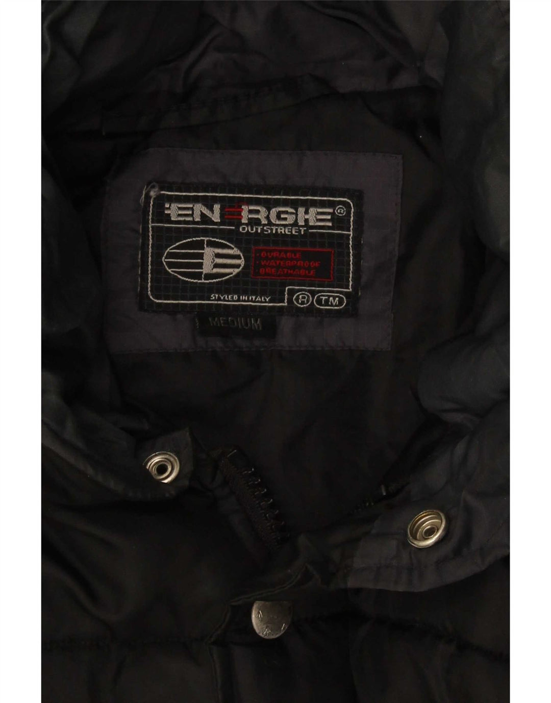 Energie Veste matelassée à capuche graphique pour homme UK 38 Medium Black Nylon
