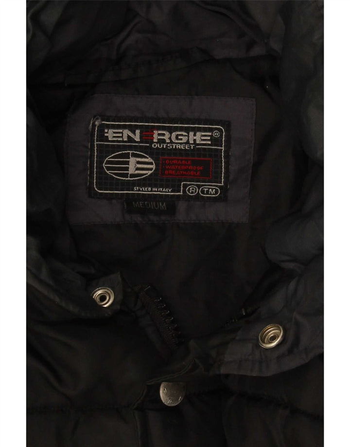 Energie Veste matelassée à capuche graphique pour homme UK 38 Medium Black Nylon