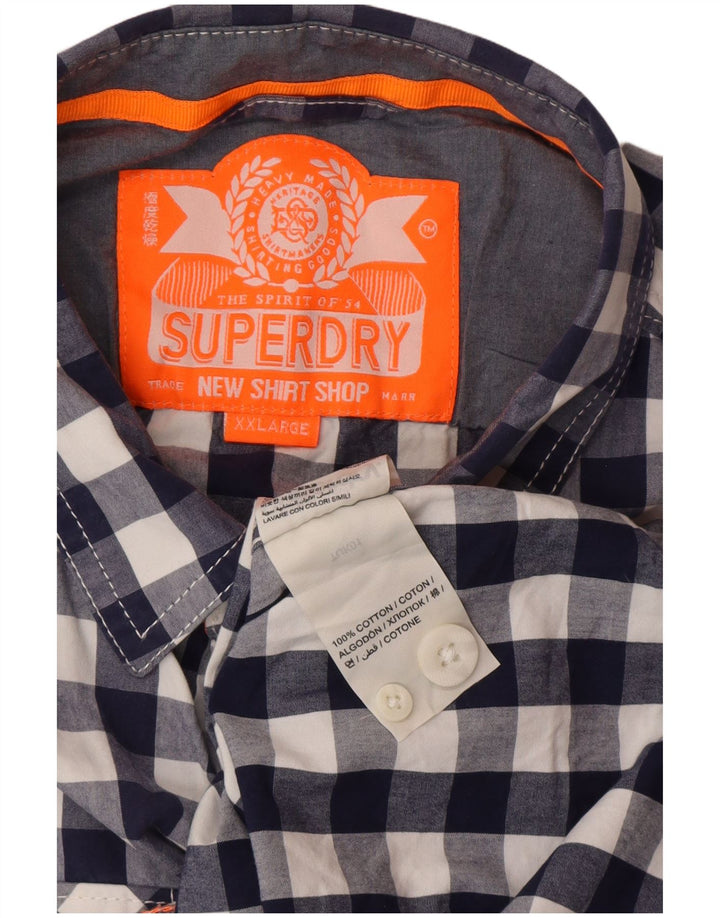 Superdry Chemise Homme 2XL Bleu Marine Vichy Coton