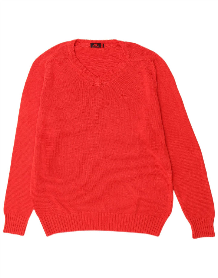 Kappa Pull Col V Homme Rouge Moyen Coton