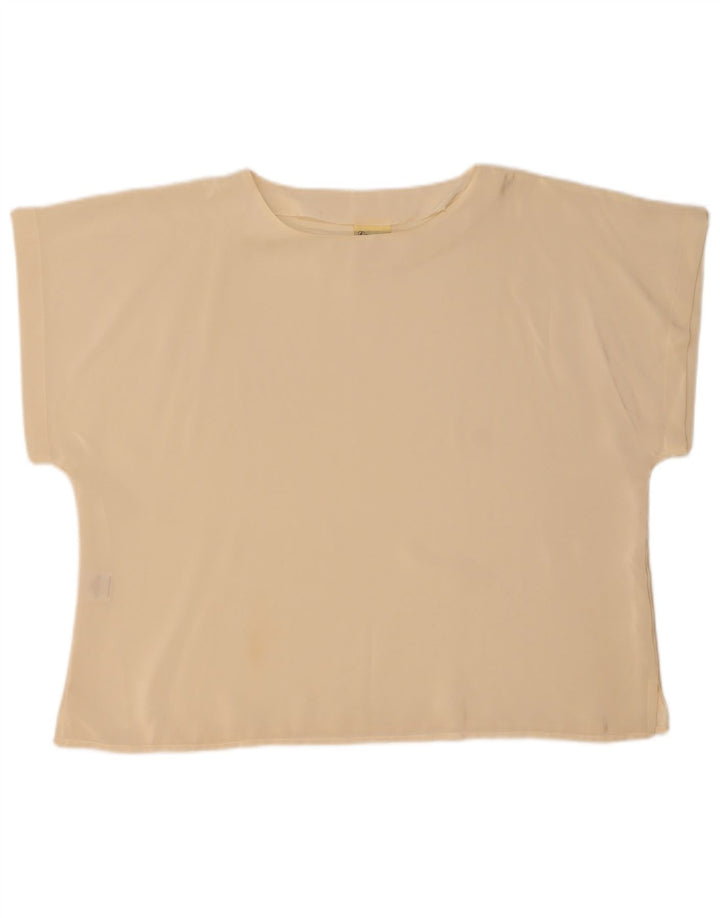 T-Shirt Femme Vintage Top UK 22 2XL Polyester Blanc Cassé