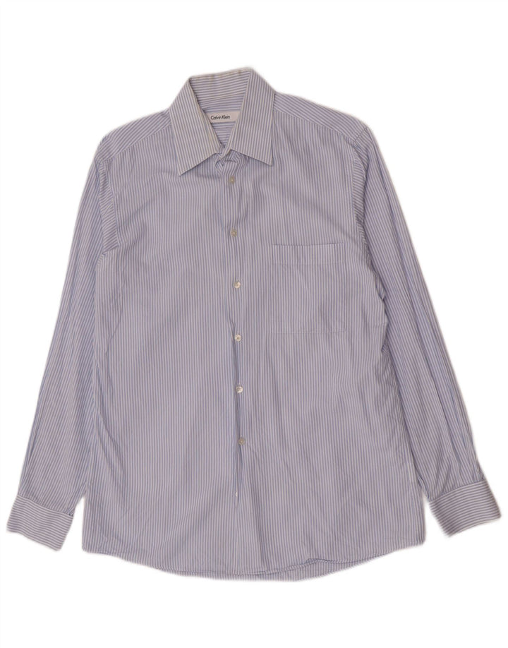 Calvin Klein Chemise Homme Taille 15 1/2 Coton Rayé Bleu Moyen