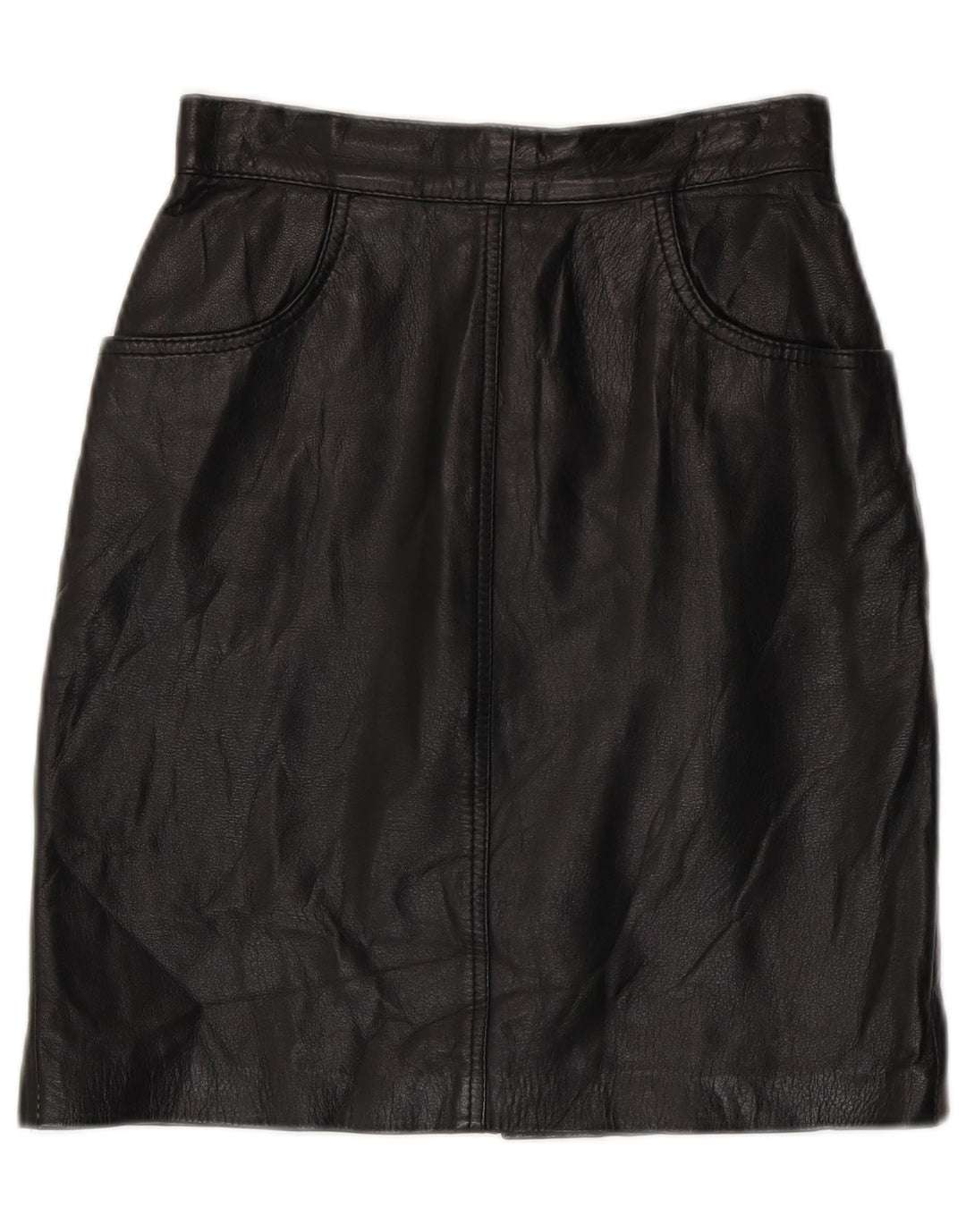jupe en cuir taille haute femme vintage IT 42 Medium W24 Noir