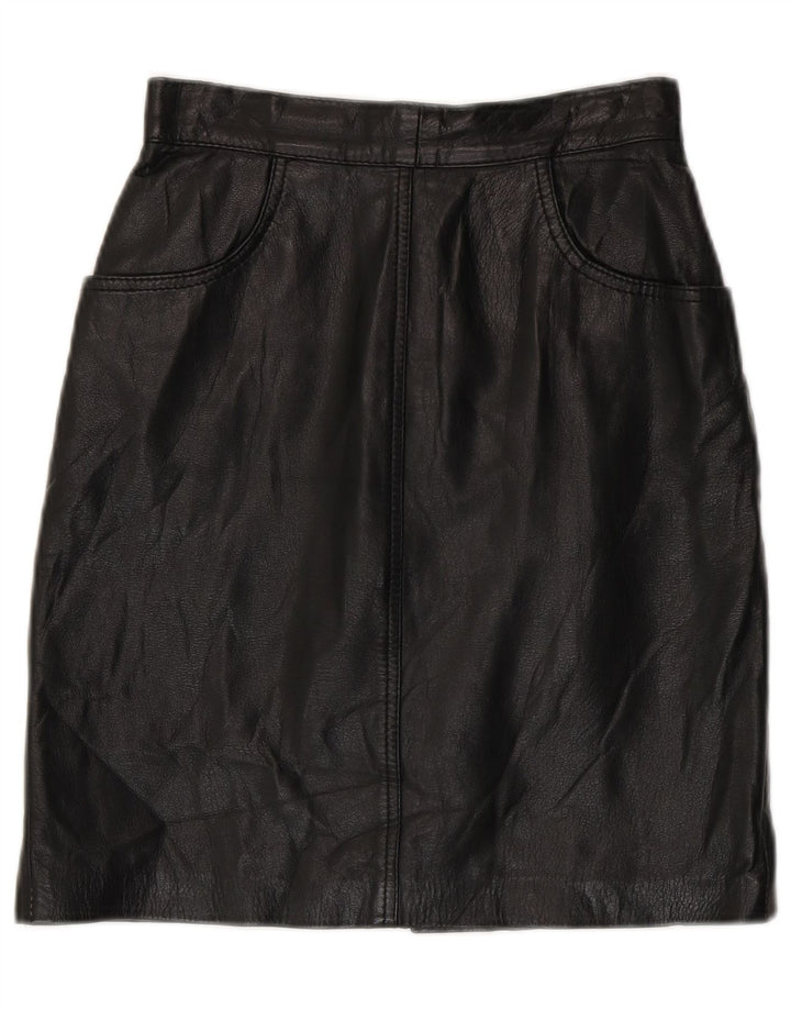 jupe en cuir taille haute femme vintage IT 42 Medium W24 Noir