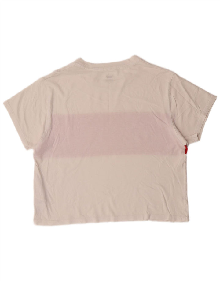 Levi's Femme Crop Graphic T-Shirt Top UK 14 Medium Blanc Colorblock