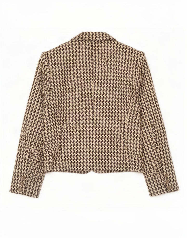 Poi By Krizia Veste blazer courte pour femme IT 40 Petit pied-de-poule beige