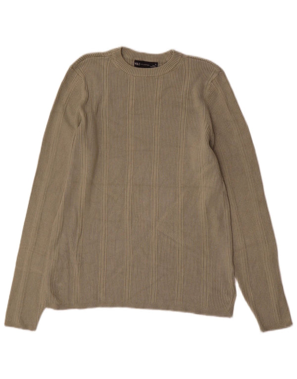 Marks & Spencer Womens Top Long Sleeve UK 16 Large Khaki Viscose