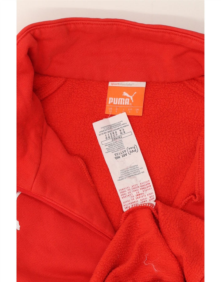 Puma Sweat-shirt à col zippé pour homme en coton color block Rouge Taille L
