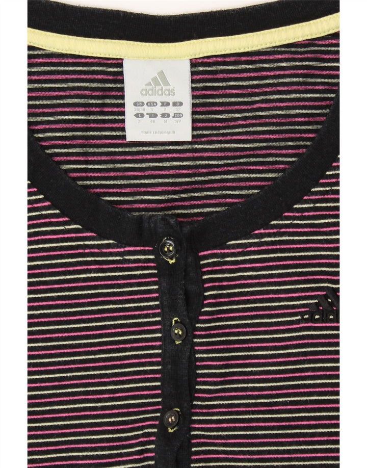 ADIDAS T-Shirt Femme Top UK 8/10 Petit Coton Rayé Multicolore