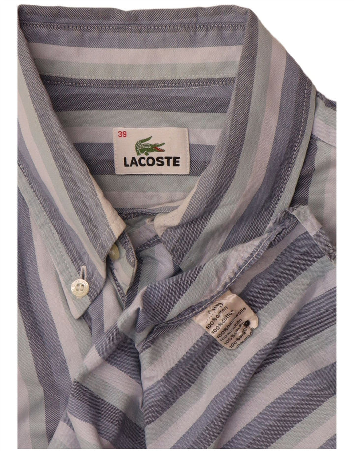 Lacoste Chemise Homme Taille 39 Coton Rayé Bleu Moyen