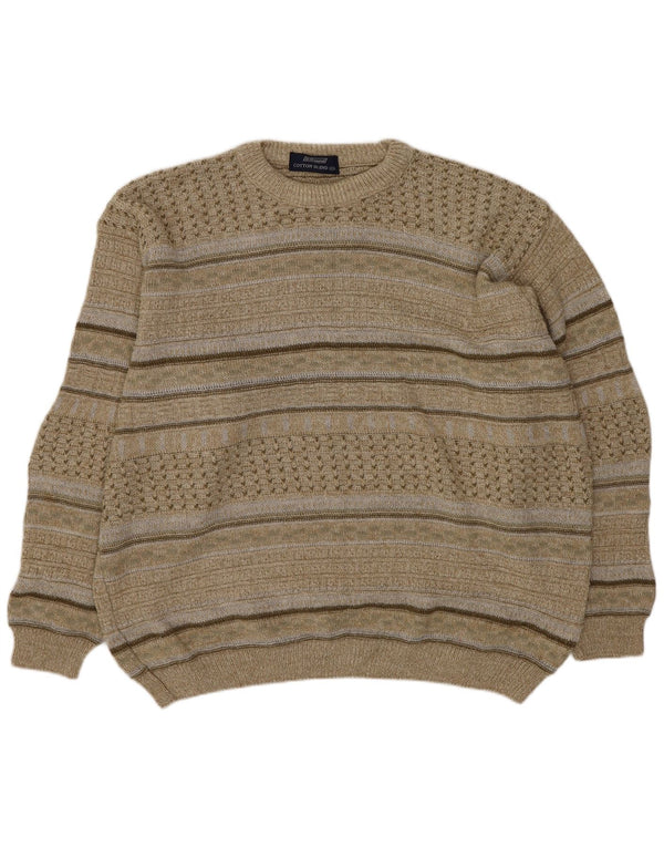 St. Bernard Pull Col Rond Homme XL Vert Rayé Acrylique