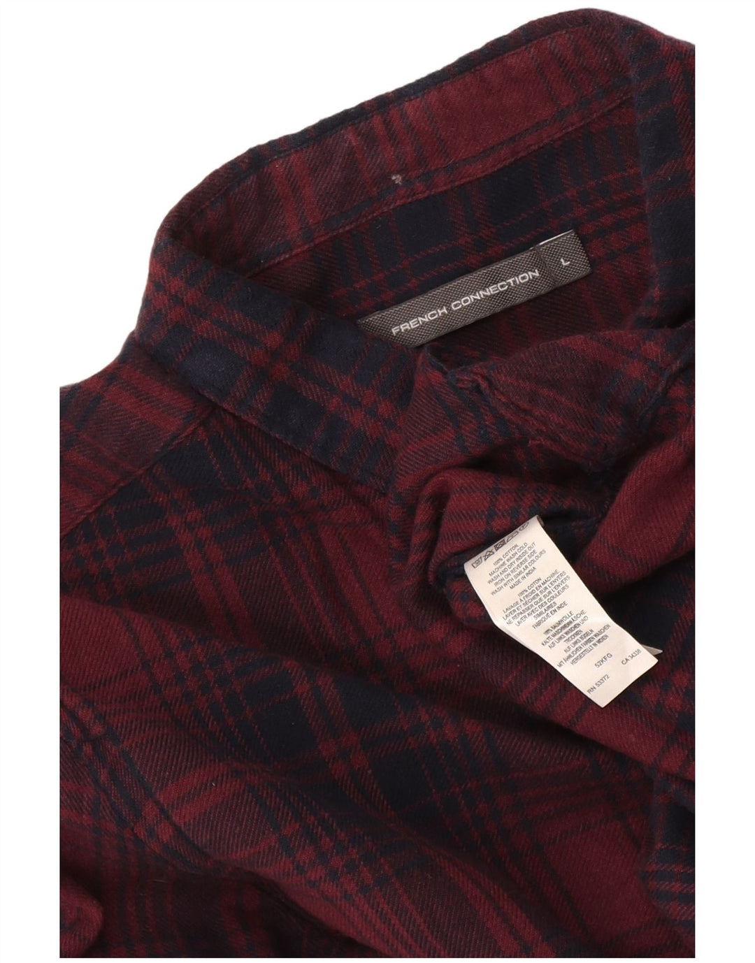 French Connection Chemise en flanelle pour homme en coton à carreaux bordeaux