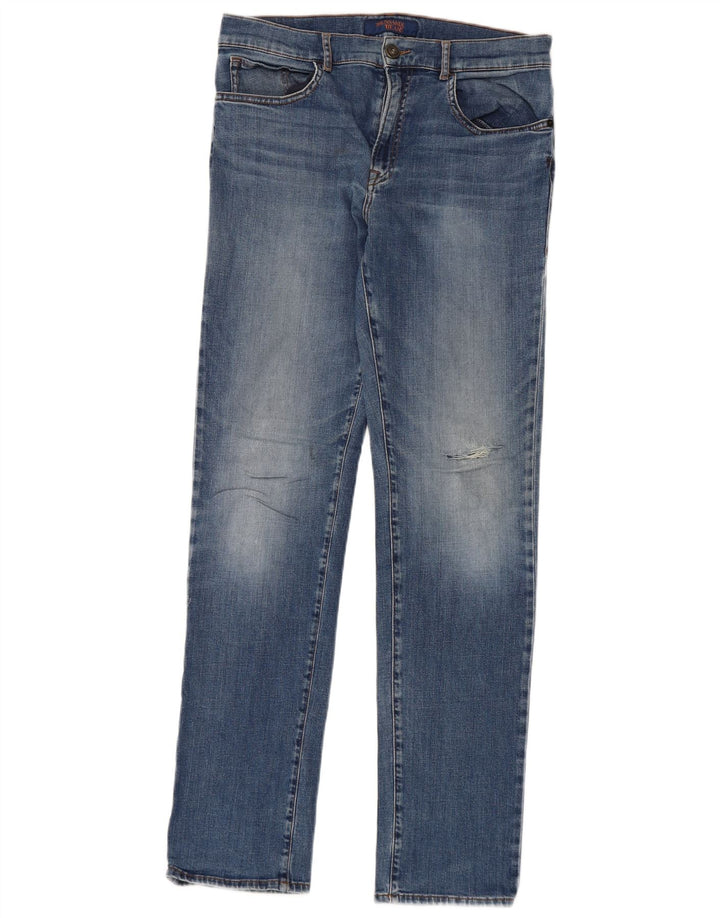 TRUSSARDI Mens Distressed Straight Jeans W33 L33 Blue