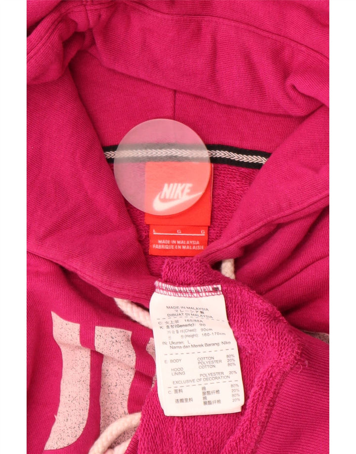 NIKE Pull à capuche graphique pour femme UK 16 Grand coton rose