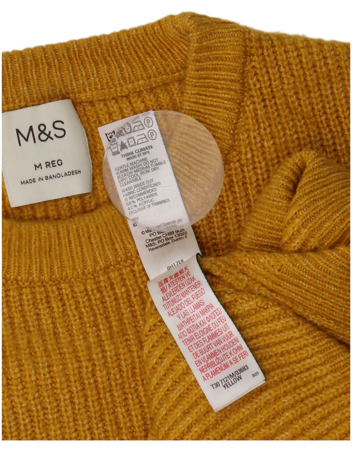 MARKS & SPENCER Pull Col Ras du Cou Homme Jaune Moyen Polyamide