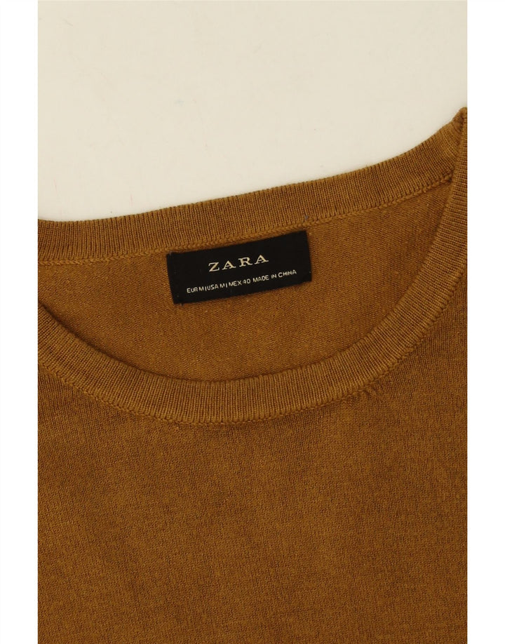 Zara Pull Col Rond Homme Jaune Moyen Viscose