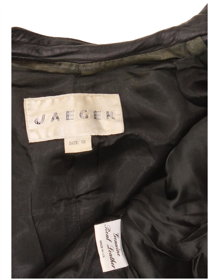 JAEGER Veste en cuir femme UK 12 Cuir noir moyen