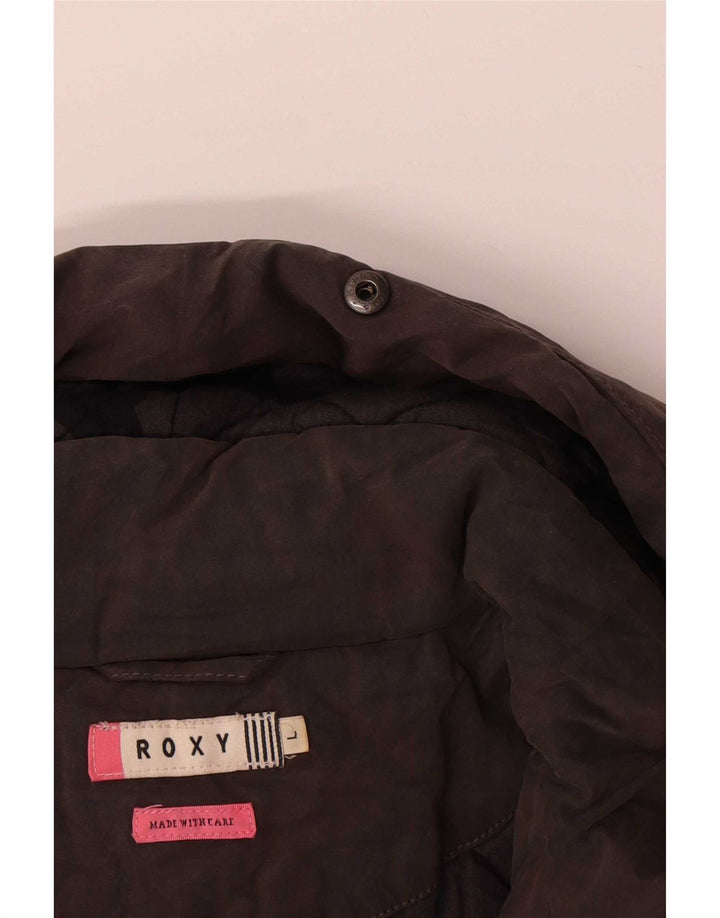 Roxy Veste Bomber à Capuche pour Femme UK 16 Large Marron Colorblock Coton