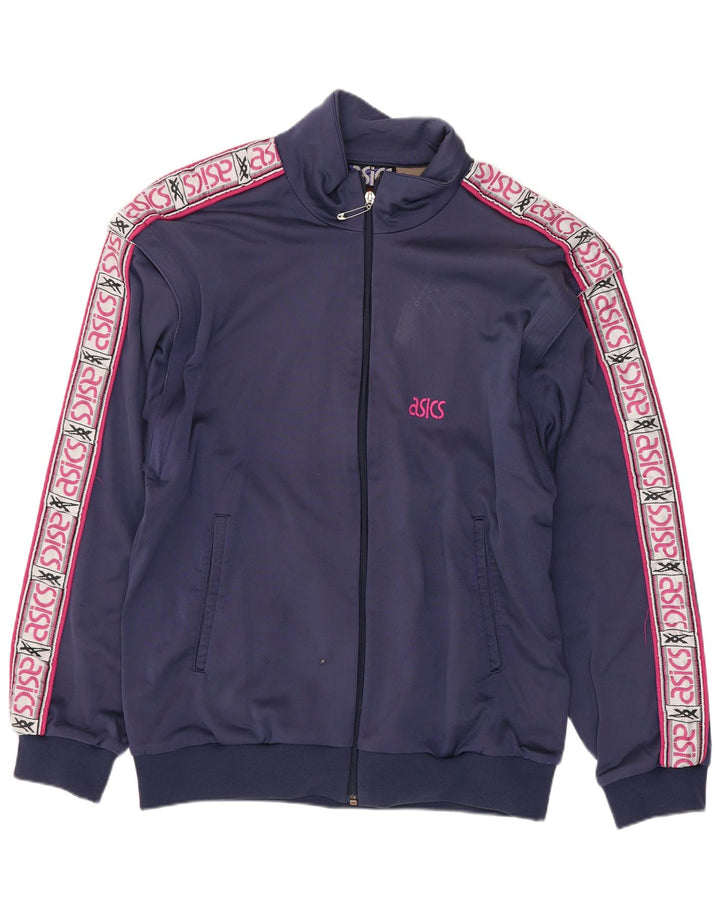 Asics Veste de survêtement graphique pour hommes, grand, bleu marine, colour block