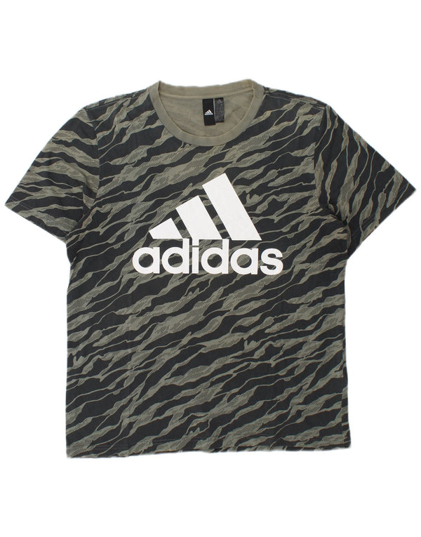 Adidas T-shirt graphique pour hommes en coton à imprimé animal gris grand
