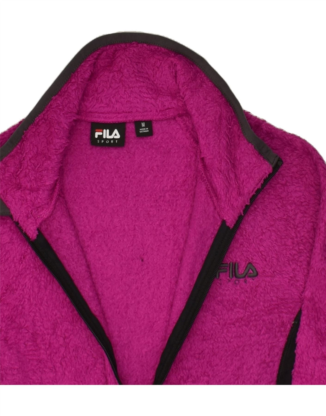 FILA Womens Fleece Jacket UK 14 Medium Pink Colourblock Polyester | Vintage Fila | Thrift | Second-Hand Fila | Used Clothing | Messina Hembry 