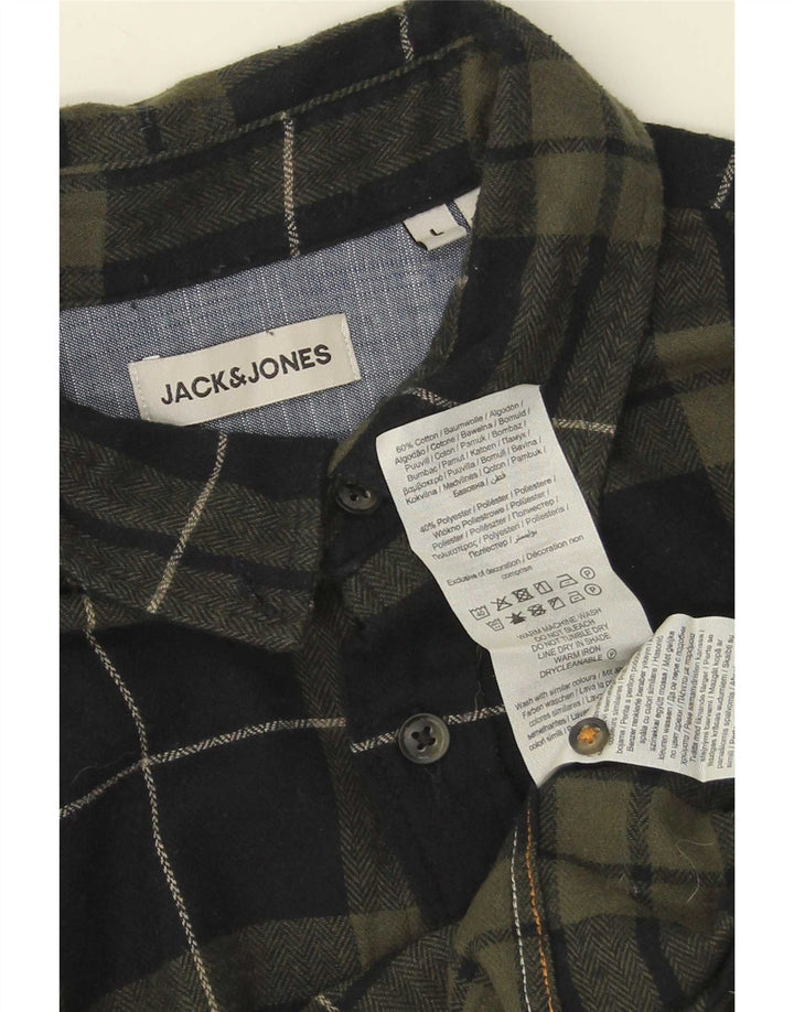 Jack & Jones Chemise en flanelle pour homme en coton à grands carreaux verts