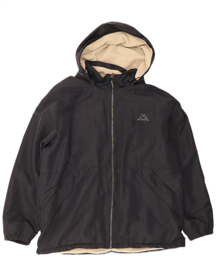 Kappa Veste réversible à capuche pour homme Coupe ample UK 40 Large Noir Polyester