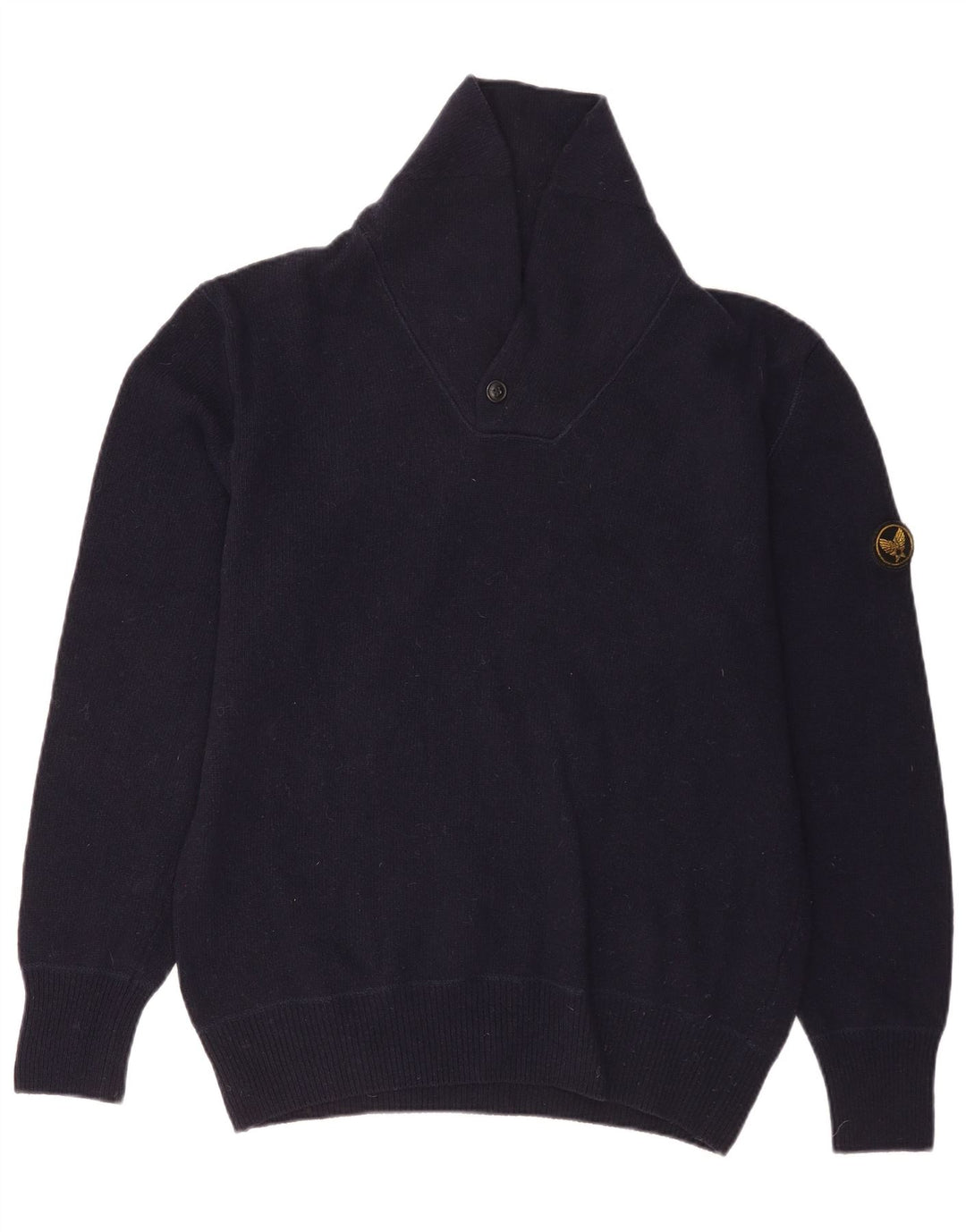 Avirex Pull col châle pour homme en laine mérinos bleu marine moyen