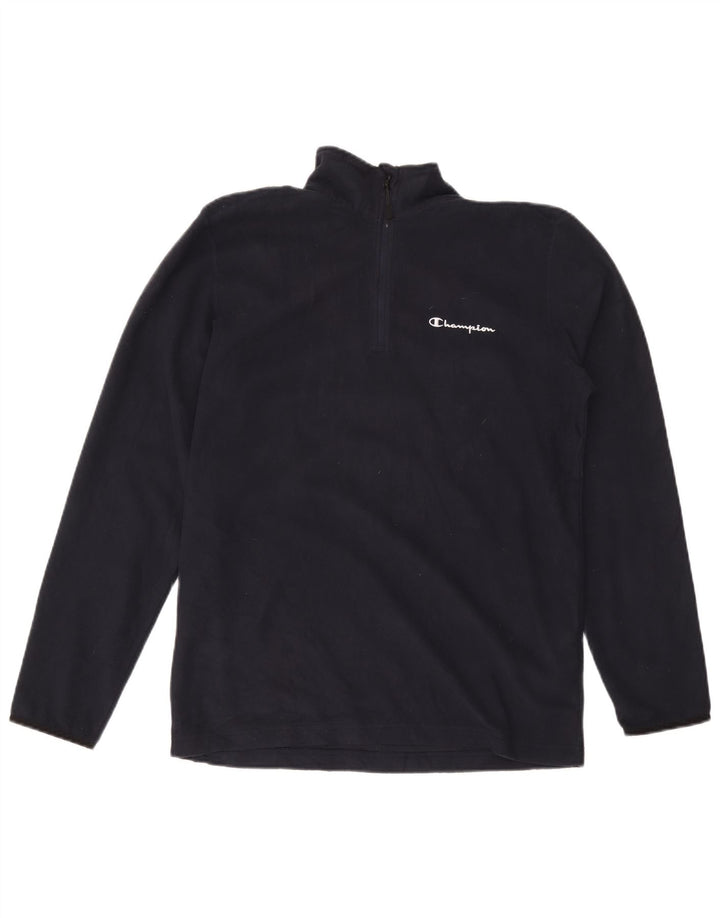 Champion Pull polaire à col zippé pour homme Taille L Bleu marine Polyester