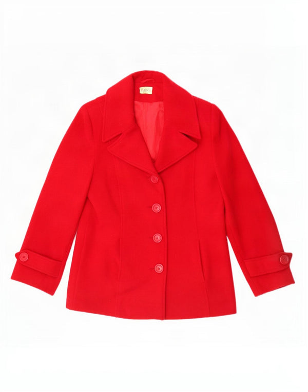 Classics Veste Blazer 4 Boutons Femme UK 12 Laine Rouge Moyen
