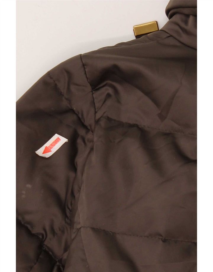 Zara Manteau rembourré à capuche pour femme UK 12 Polyester marron moyen