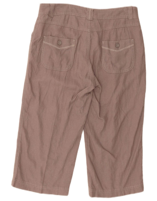 Marks & Spencer Pantalon Capri Femme UK 12 Large W33 L19 Lin Marron