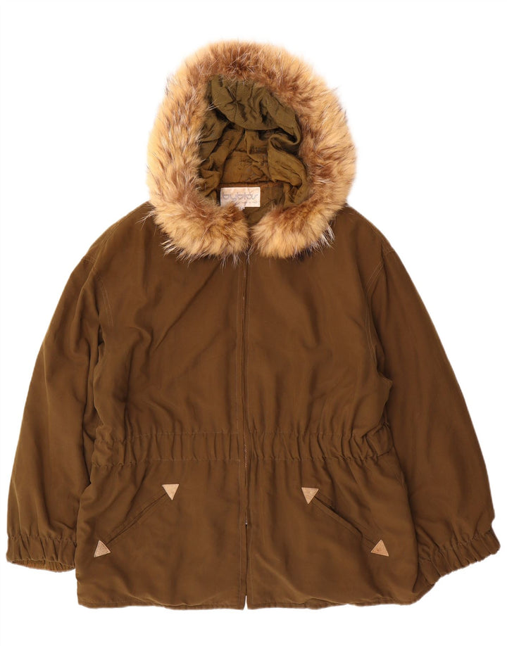 Byblos Veste Parka surdimensionnée à capuche pour femme IT 44 Kaki moyen Polyester